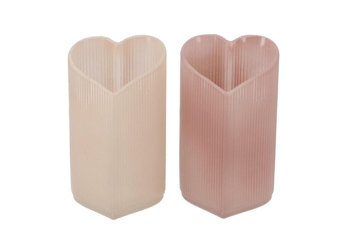 Amour Natural Mix T-light Heart Rib Ass 9x8x15cm