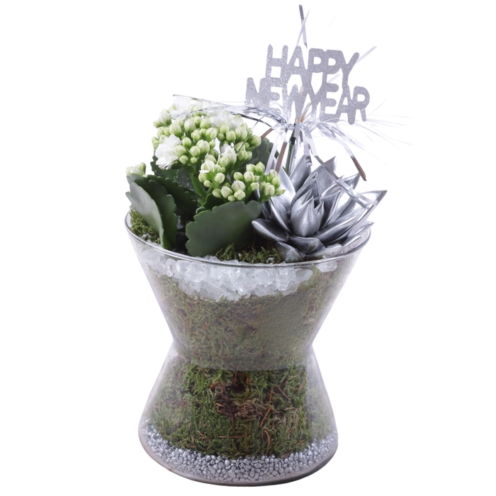 <h4>New Year Arr. Indoor Glass Hourglass Ø16cm 2PP</h4>
