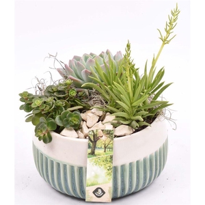 Keramiek schaal met strepen 18cm