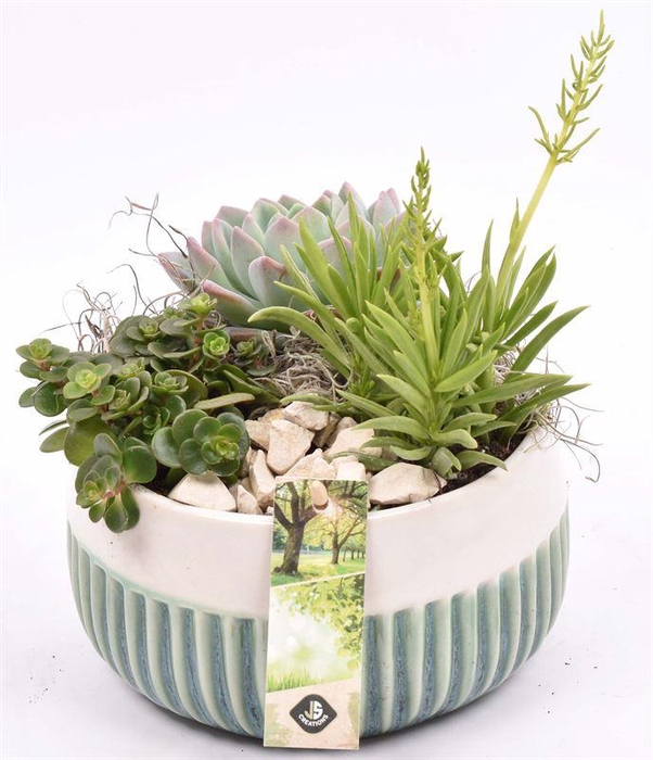 <h4>Keramiek schaal met strepen 18cm</h4>