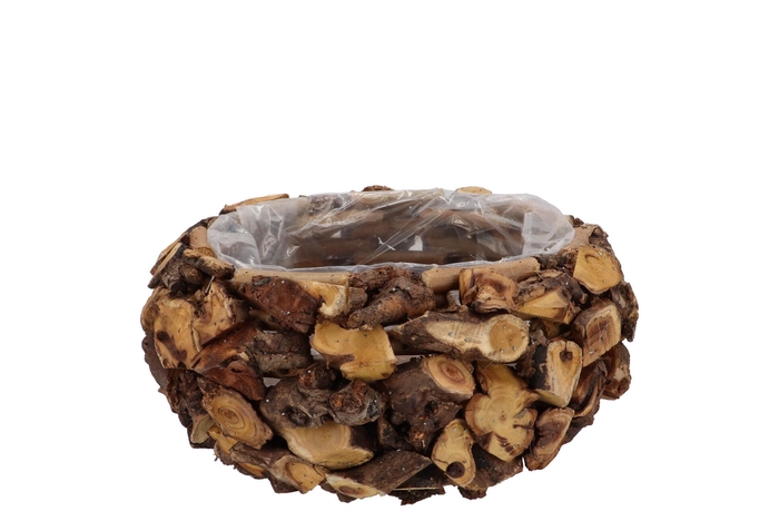 Wreath Wood Brown Planter With Bottom 14x16x13cm