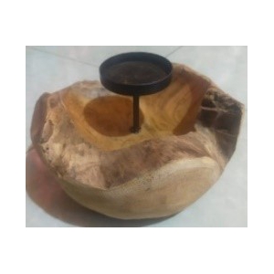 Candleholder 1 Teak Erosi H12D25