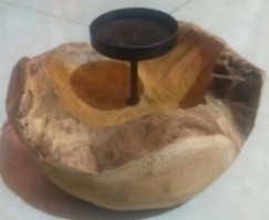 Candleholder 1 Teak Erosi H12D25