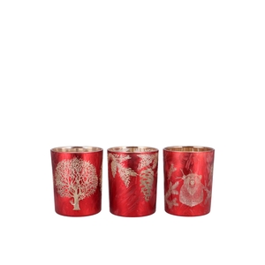 Ruby Red/gold T-light Forrest Ass 7x8cm