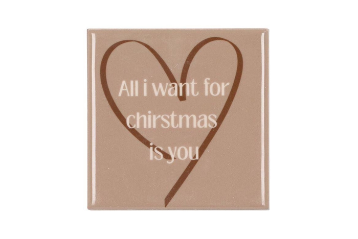 Tile All I Want For Christmas Sand 10x10x1cm