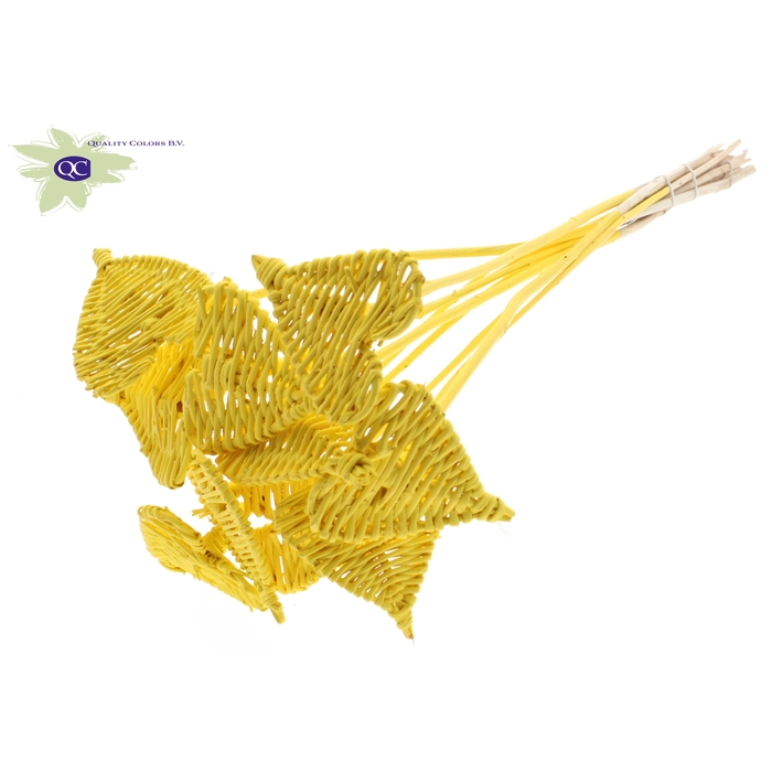 <h4>Lata Heart 8cm on stem Hat type Covered Yellow</h4>