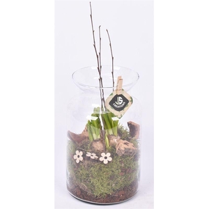 Glas cilinder met hals 14cm h25cm