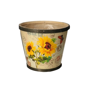 Wood Sunflower pot d17*15cm