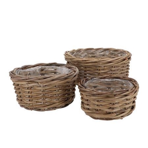 Rattan Kuboo Basket Round Low S/3 D20/25/30 H10/12
