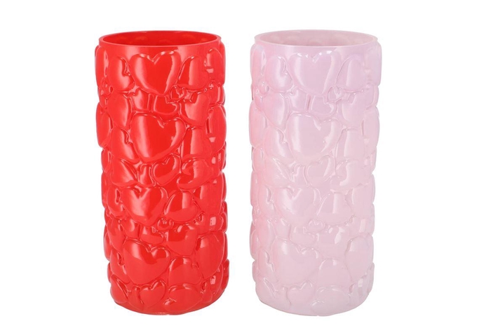 Kikki Red Pink Vase Heart 15x30cm Nm