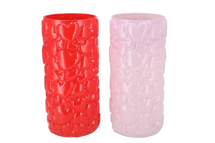 <h4>Kikki Red Pink Vase Heart 15x30cm</h4>