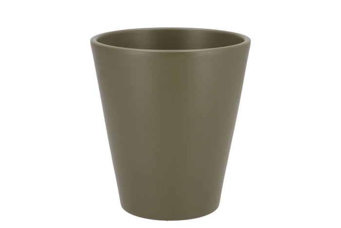 <h4>Ceramic Orchid Pot Army Green 14x15cm</h4>