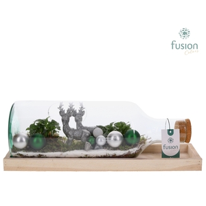 Green Bottle Fles Medium liggend Kerst met Arrangement