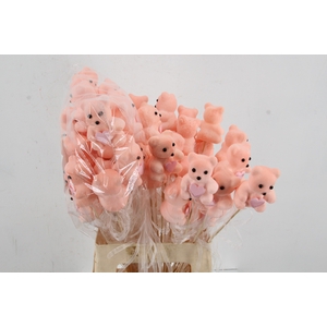 Stick Bear + Heart Pink