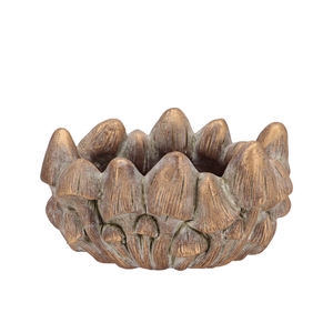 Concrete Golden Mushrooms Bowl Oval 26x19x14cm Nm