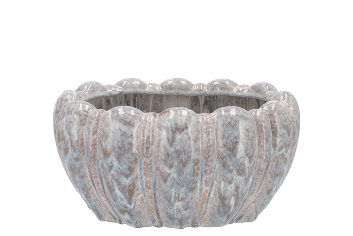 <h4>Inga Grey Pot Oval Active Glaze 26x17x13cm Nm</h4>