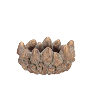 Concrete Golden Mushrooms Bowl Oval 24x16x12cm Nm