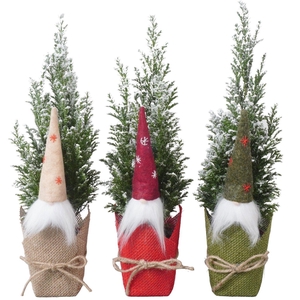 PTK25128 Ellwoodii met sneeuw in jute mix met decoratie