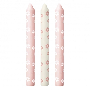 Kaars Flowers d2.2*20cm x3 ass.