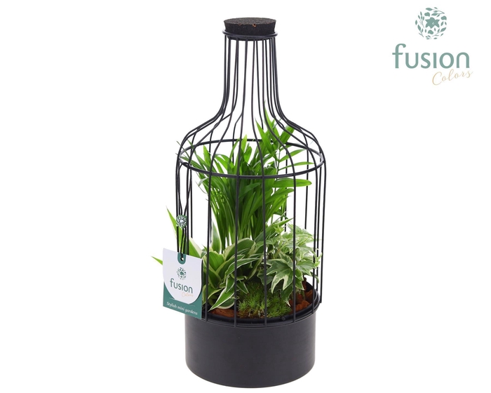 <h4>Metalen flesmetaal zwart Small met arrangement</h4>