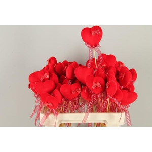 Stick Heart Fl.red+mini Ribbon