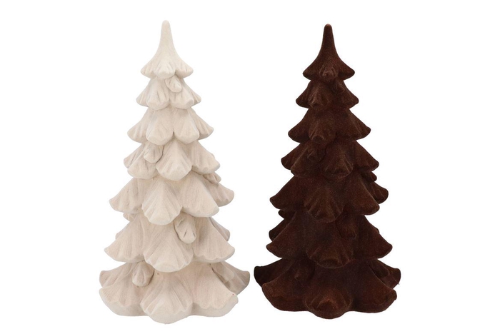 <h4>X-mas Flock Brown Sand Tree Ass 19x19x34cm</h4>