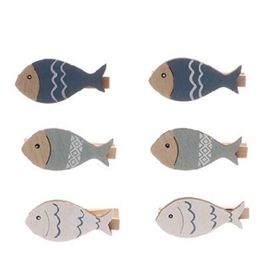 Maritime Pegs fish d05cm x6