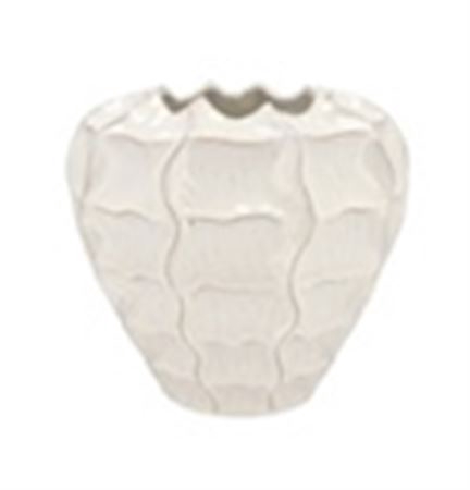 <h4>Lima White Vase Carve 36x36x33cm</h4>