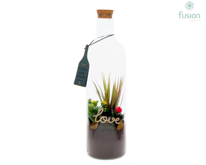 <h4>Green Bottle Fles Large Love met Arrangement</h4>