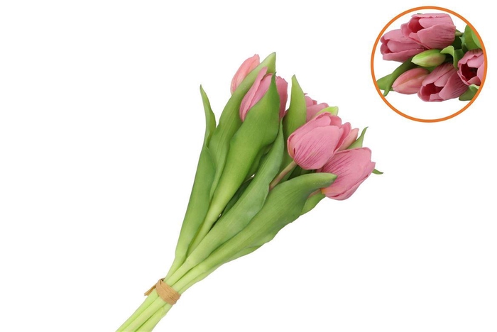 <h4>Silk Tulip Bouquet 7x Pink Star 17x30cm Nm</h4>