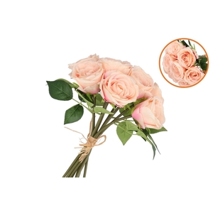 Silk Roses Bouquet 7x Light Pink 26x20x30cm