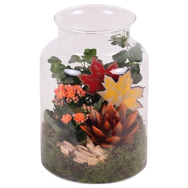 <h4>Autumn Arr. Indoor Glass Milk Jug Vase Ø19cm 3PP</h4>