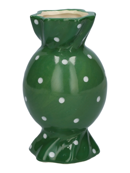 <h4>DF11-666581200 - Vase Candy1 d6.5/8.5xh15 green+dots</h4>