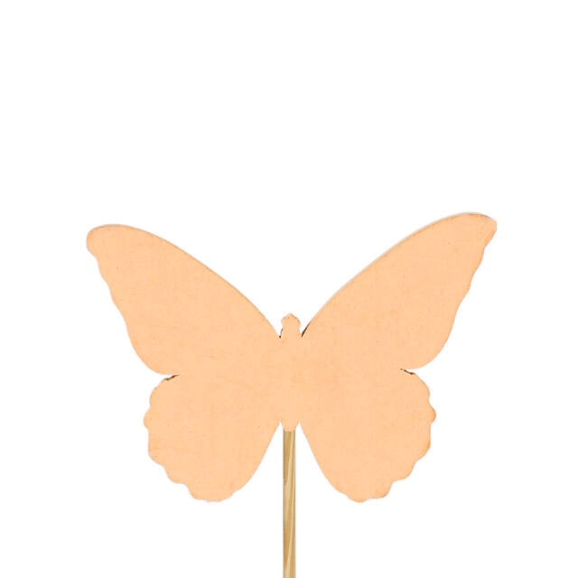 Pick butterfly Ivy wood 6x8cm+12cm stick orange
