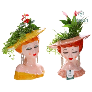 Keramiek Dames vase met Arrangement