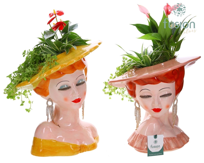 <h4>Keramiek Dames vase met Arrangement</h4>