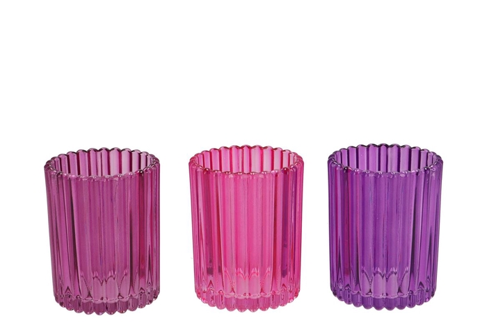 <h4>Roman Sky Purple Mix Glass Candle Holder Ass 8x8x10cm</h4>