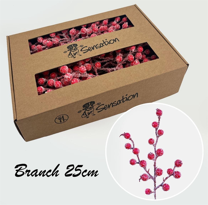 <h4>Zijde Berry Pick Spray Small Icy Rood 25cm</h4>