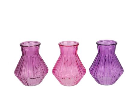 Roman Sky Purple Clear Mix Diamond Glass Vase Ass 15x21cm