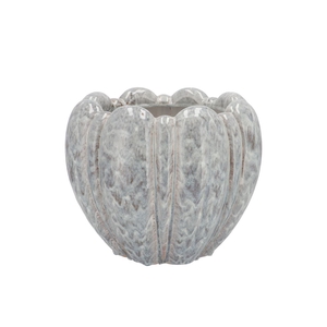 Inga Grey Pot Round Active Glaze 25x25x19cm