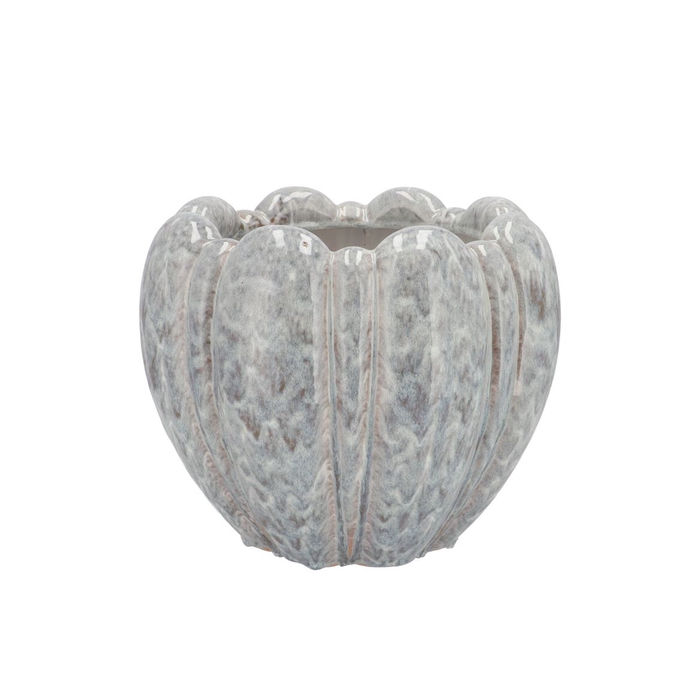 <h4>Inga Grey Pot Round Active Glaze 25x25x19cm</h4>