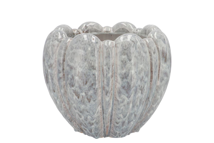 <h4>Inga Grey Pot Round Active Glaze 25x25x19cm</h4>