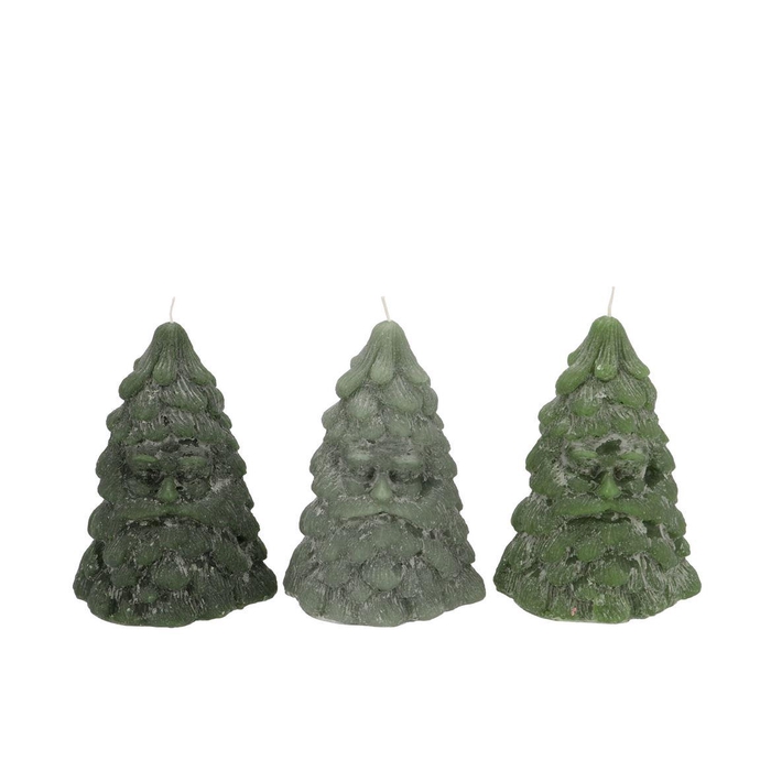 <h4>Candle Frosty Tree Man Majestic Green Mix 9x9cm</h4>