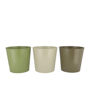 Zinc Summer Green Mix Bucket Striped Ass 19x18x15cm