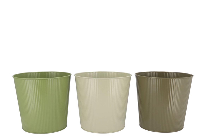 <h4>Zinc Summer Green Mix Bucket Striped Ass 19x18x15cm</h4>