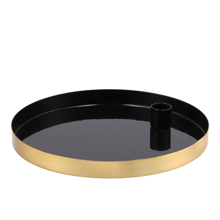 <h4>Marrakech Black Candle Plate Round 22x2,5cm</h4>