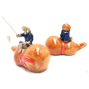 Chinese fisherman on pumpkin, glazed, height 13cm. box 4 or 8 pcs.