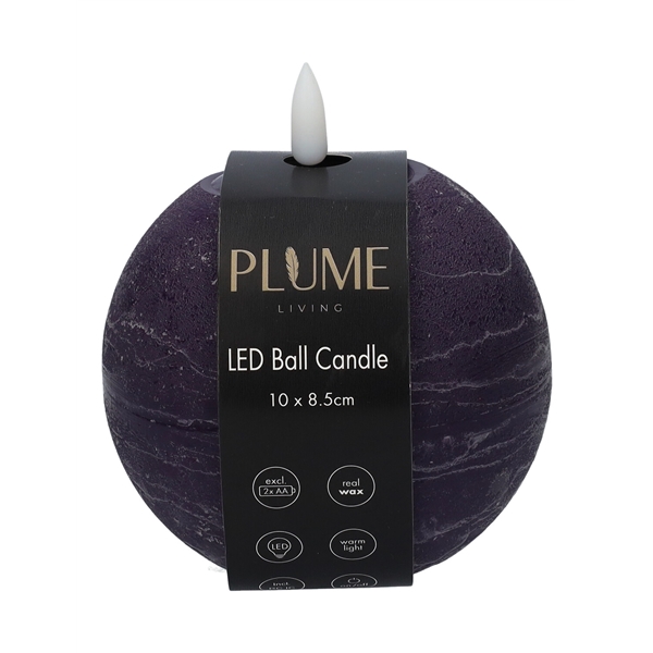 <h4>Ball LED candle Lumina1 RC d10xh8.5 aubergine</h4>