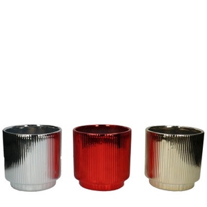 Kerst Keramiek Stripes pot d13*13cm