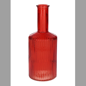 DF02-665461500 - Vase Caro lines neck d3.7/8.2xh20.5 cherry red transparent